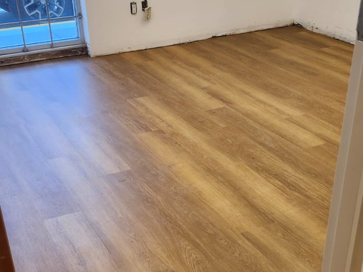 Wood-look luxury vinyl plank flooring in a residential room